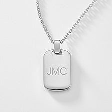 Engraved Sterling Silver Dog Tag Necklace - 46257