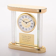 Engraved Gold Glass and Column Clock - 46302