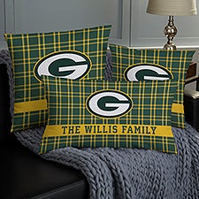 NFL Green Bay Packers Plaid Personalized Throw Pillow - 46315