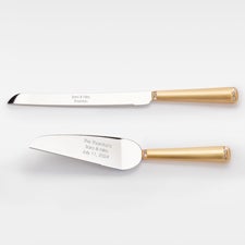 Engraved Gold Princess Wedding Cake Server Set  - 46321