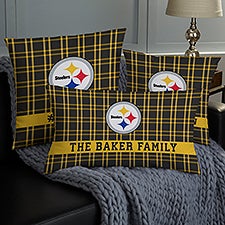 NFL Pittsburgh Steelers Plaid Personalized Throw Pillow - 46331