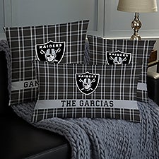 NFL Las Vegas Raiders Plaid Personalized Throw Pillow - 46332