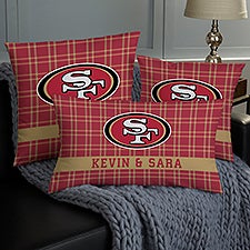 NFL San Francisco 49ers Plaid Personalized Throw Pillow - 46334