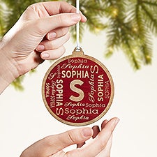 Christmas Repeating Name Personalized Wood Ornament - 46345