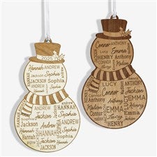 Snowman Repeating Name Personalized Wood Ornament - 46346