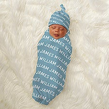 Playful Name Personalized Baby Hat & Receiving Blanket Set - 46347