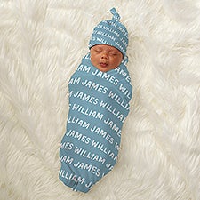 Playful Name Personalized Baby Hat & Receiving Blanket Set  - 46347