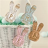 Easter Bunny Repeating Name Personalized Wood Easter Basket Tags - 46367