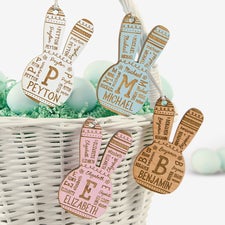 Easter Bunny Repeating Name Personalized Wood Easter Basket Tags - 46367