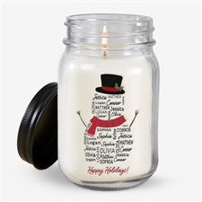 Snowman Repeating Name Personalized Farmhouse Candle Jar - 46389