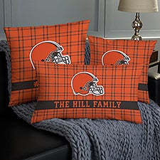 NFL Cleveland Browns Plaid Personalized Throw Pillow - 46403