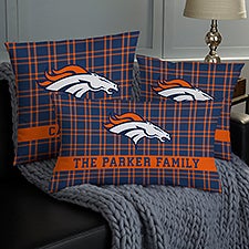 NFL Denver Broncos Plaid Personalized Throw Pillow - 46406