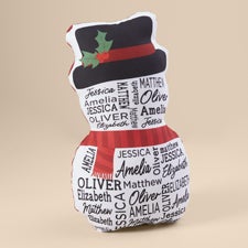 Snowman Repeating Name Personalized Character Throw Pillow  - 46408