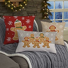 Gingerbread Family Personalized Throw Pillow - 46412