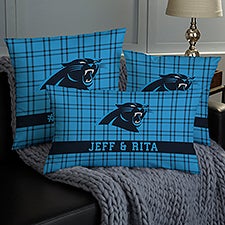 NFL Carolina Panthers Plaid Personalized Throw Pillow - 46441