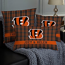 NFL Cincinnati Bengals Plaid Personalized Throw Pillow - 46442
