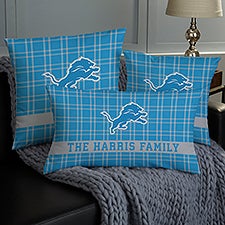 NFL Detroit Lions Plaid Personalized Throw Pillow - 46443