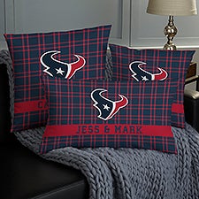 NFL Houston Texans Plaid Personalized Throw Pillow - 46444