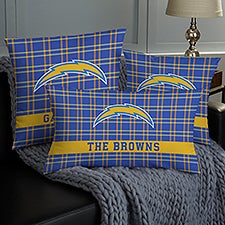 NFL Los Angeles Chargers Plaid Personalized Throw Pillow - 46448