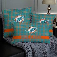 NFL Miami Dolphins Plaid Personalized Throw Pillow - 46452