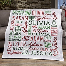 Holiday Repeating Name Personalized Blankets - 46474