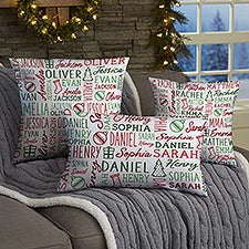 Holiday Repeating Name Personalized Christmas Throw Pillow - 46475