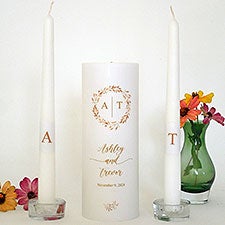 Personalized Wreath Wedding Unity Candle Set - 46488D