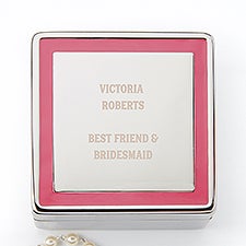 Engraved Pink/Silver Square Jewelry Box   - 46567