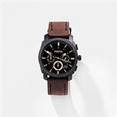 Engraved Fossil Machine Watch with Brown Leather Band   - 46599
