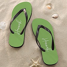 Trendy Script Personalized Adult Flip Flops - 46700