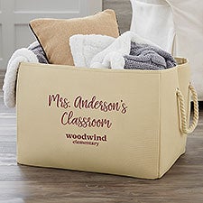 Personalized Logo Embroidered Storage Tote- Natural  - 46709