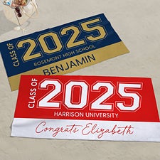 Collegiate Year Personalized Graduation Beach Towel  - 46792