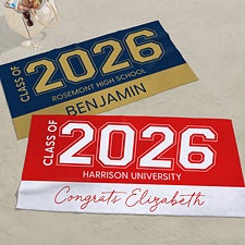 Collegiate Year Personalized Graduation Beach Towel  - 46792