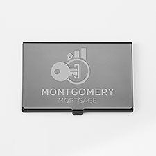 Personal Logo Engraved Gunmetal Business Card Case  - 46807