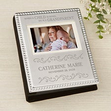 A Grandparent Is Born Engraved Silver Beaded Mini Photo Album  - 46826