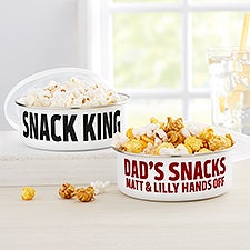 His Snacks Personalized Enamel Bowl with Lid - 46849