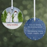 Snowman Family Personalized Porcelain Christmas Ornaments - 4687