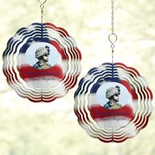 American Flag and Photo Personalized Wind Spinner  - 46879