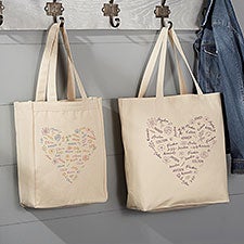 Blooming Heart Personalized Canvas Tote Bags - 46915