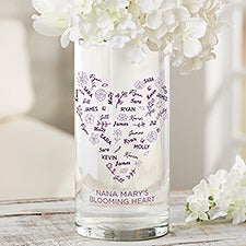 Blooming Heart Personalized Cylinder Glass Flower Vase - 46920