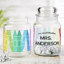 Color Crayon Personalized Glass Candy Jar  - 46994