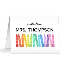 Color Crayon Personalized Teacher Note Cards - 47009