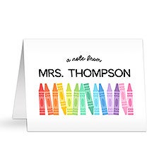 Color Crayon Personalized Teacher Note Cards  - 47009