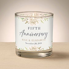 Floral Anniversary Personalized 8oz Glass Candle - 47017