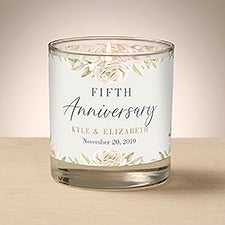 Floral Anniversary Personalized 8oz Glass Candle  - 47017