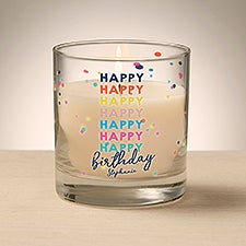 Happy Happy Birthday Personalized 8oz Glass Candle  - 47019