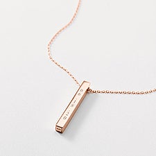 Engraved Rose Gold Over Sterling Vertical Cube Necklace - 47025