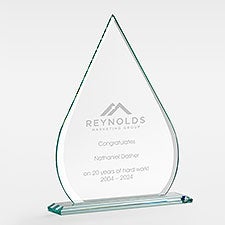 Personalized Logo Glass Tear Drop Award - Large  - 47051