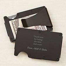 Message For Dad Engraved Black Metal Wallet - 47074