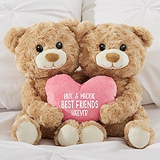 Best Friends Personalized Hugging Bear Plush Pink Heart  - 47096